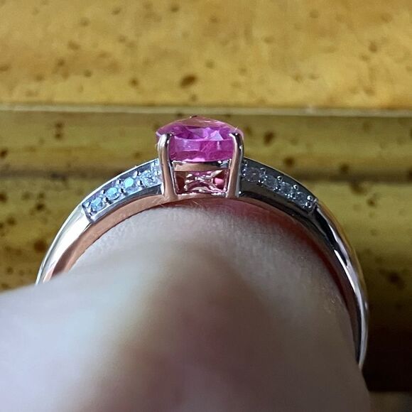 Pink Sapphire Rings | Certified Quality Natural Pink Sapphire Moissanite Sterling Silver Cocktail Ring Size 11